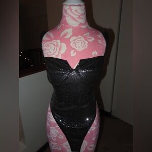 Free People Black Sparkle Strapless Bodysuit